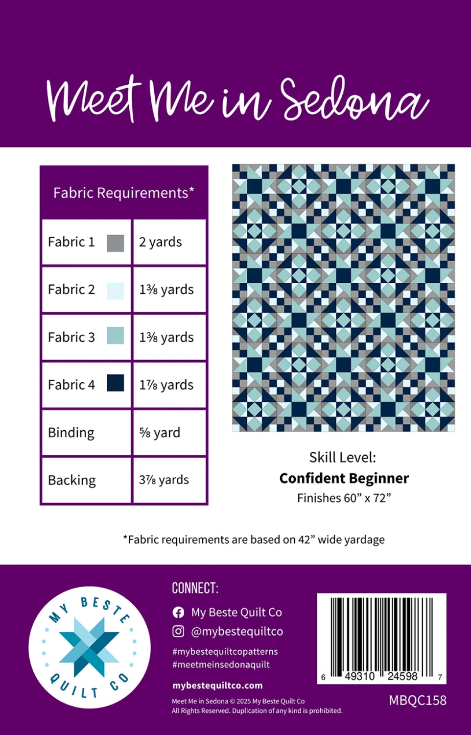 Back of the Meet Me in Sedona Quilt Pattern by My Beste Quilt Co