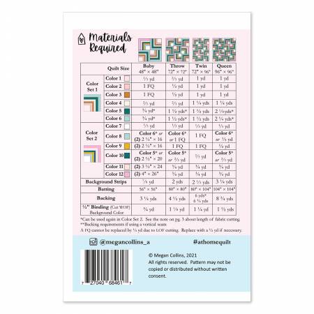 Back of the At Home Quilt Pattern by Megan Collins Quilt Design