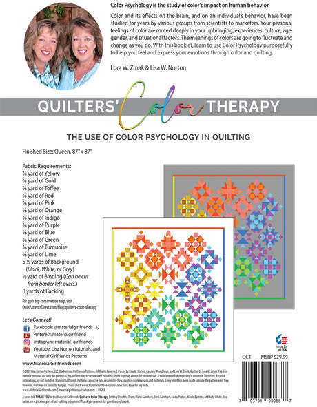 Back of the Quilters' Color Therapy, The Use of Color Psychology in Quilting by Material Girlfriends