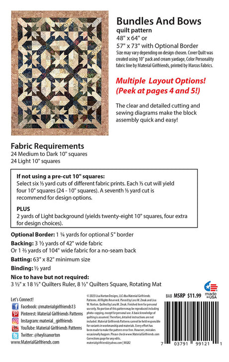 Back of the Bundles and Bows Quilt Pattern by Material Girlfriends
