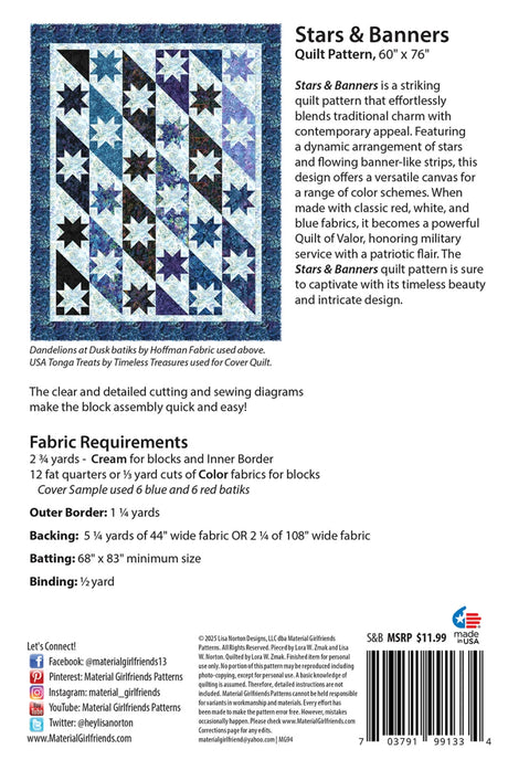 Bck of the Stars & Banners Quilt Pattern Quilt Pattern by Material Girlfriends