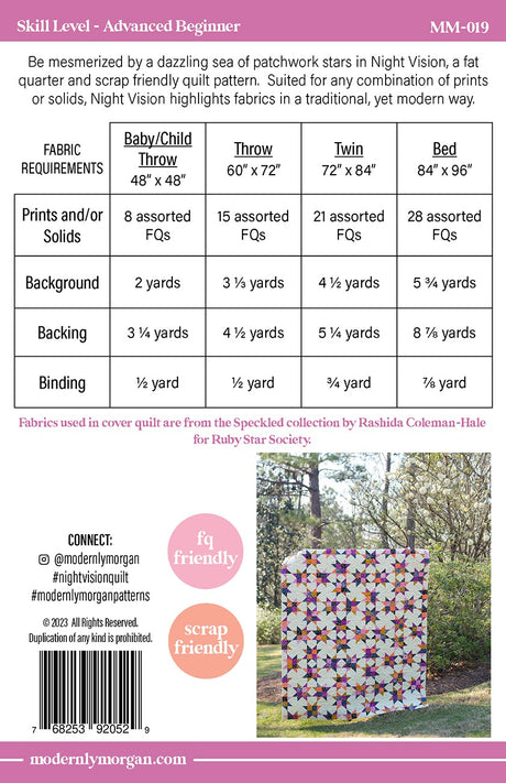 Back of the Night Vision Quilt Pattern by Modernly Morgan