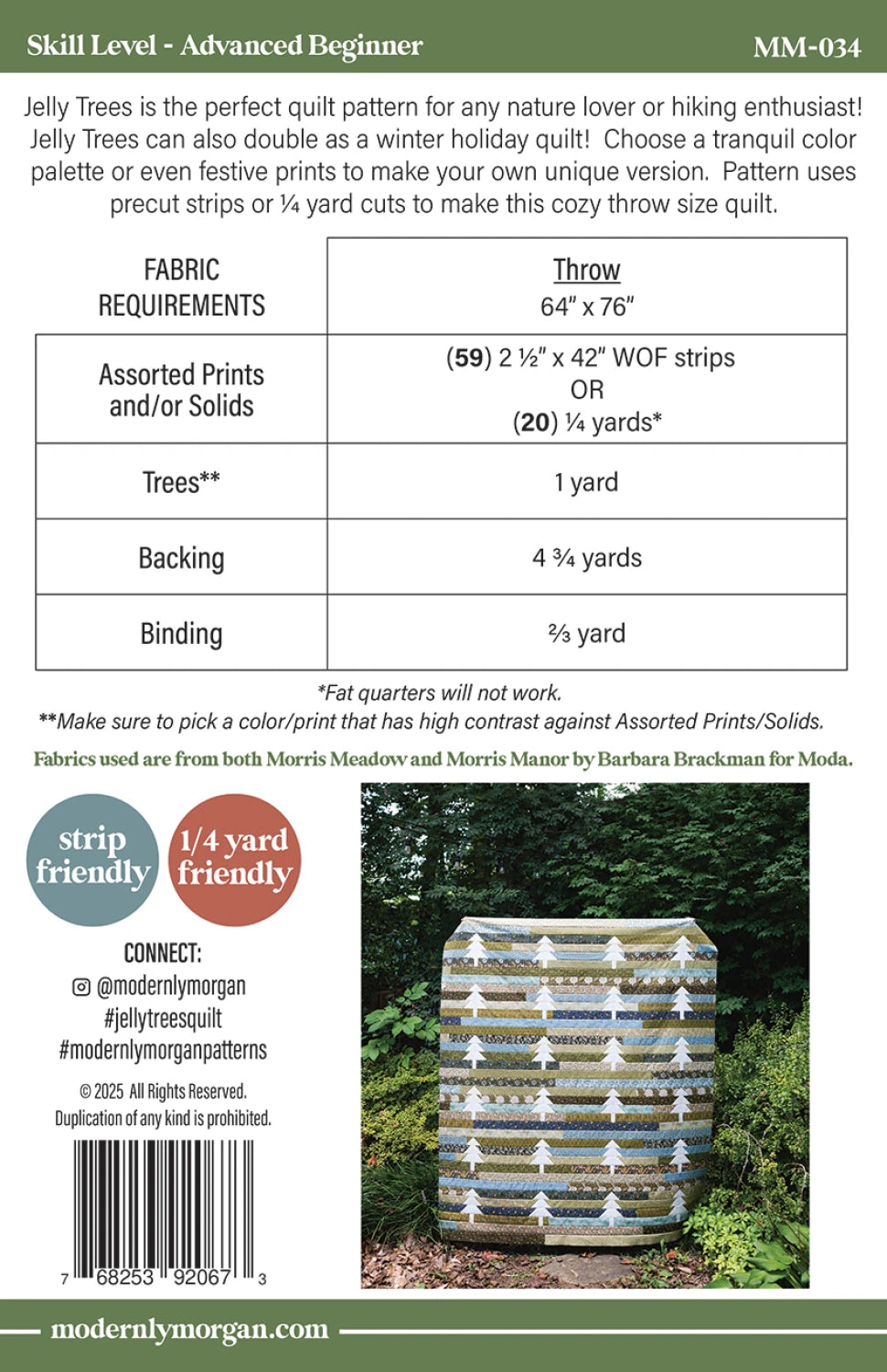 Back of the Jelly Trees Quilt Pattern by Modernly Morgan