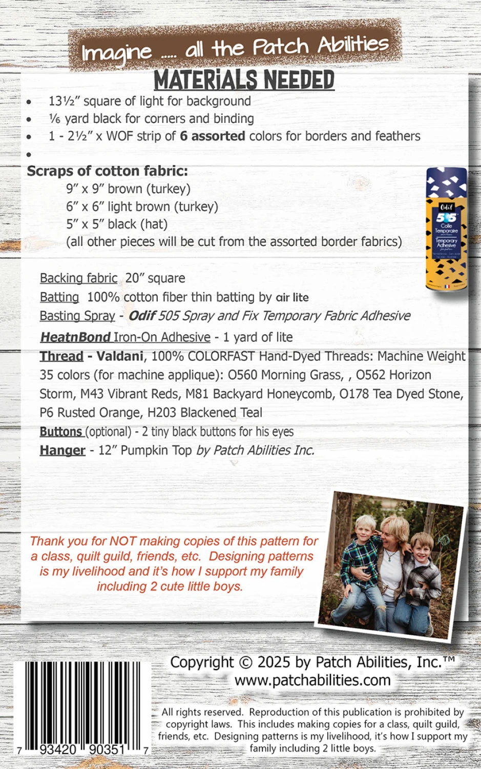 Back of the Turkey Trot Pattern by Patch Abilities - Patterns