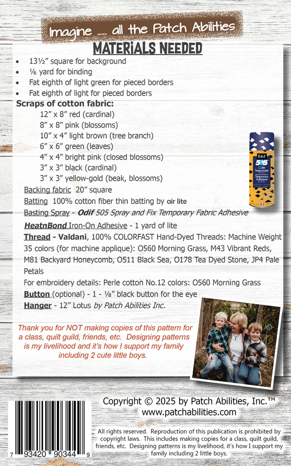 Back fo the Cardinal Blooms Pattern by Patch Abilities - Patterns