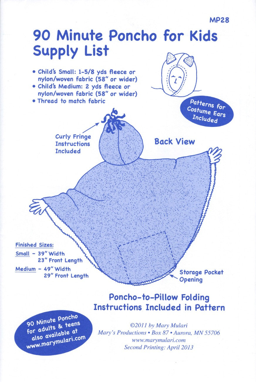 90 Minute Poncho for Kids