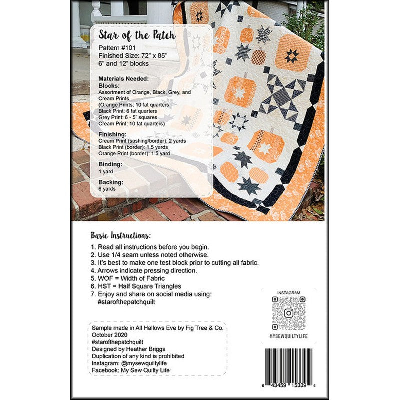 Back of the Star of the Patch Quilt Pattern by My Sew Quilty Life