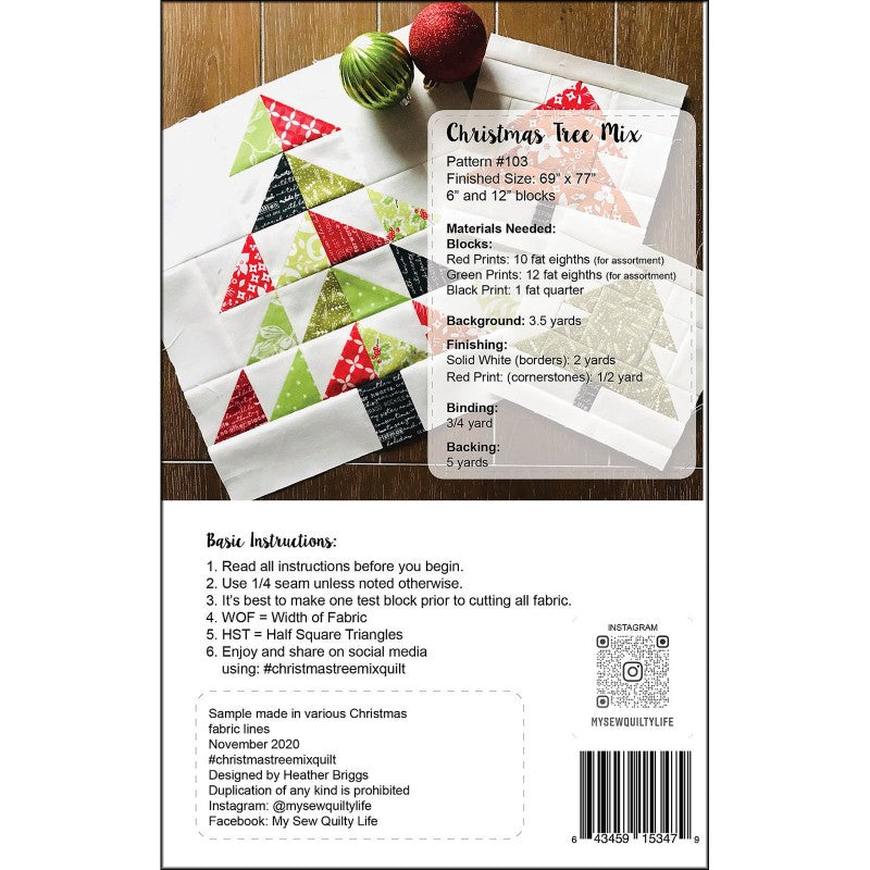 Back of the Christmas Tree Mix Quilt Pattern by My Sew Quilty Life