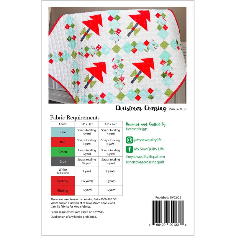 Back of the Christmas Crossing Quilt Pattern by My Sew Quilty Life