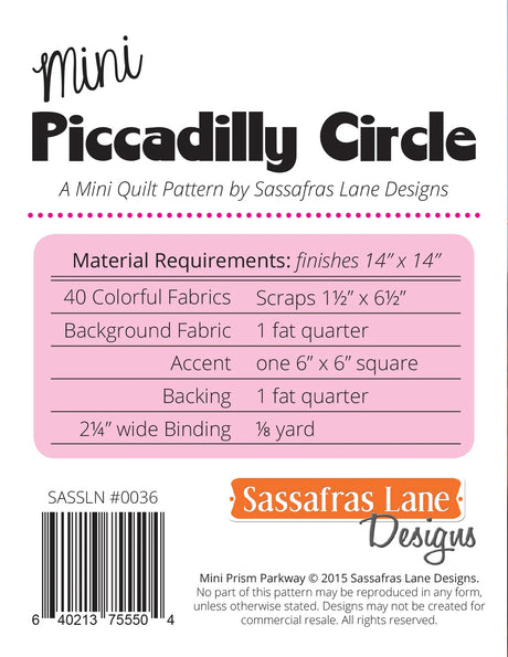 Mini Piccadilly Circle Quilt Pattern by Sassafras Lane Designs