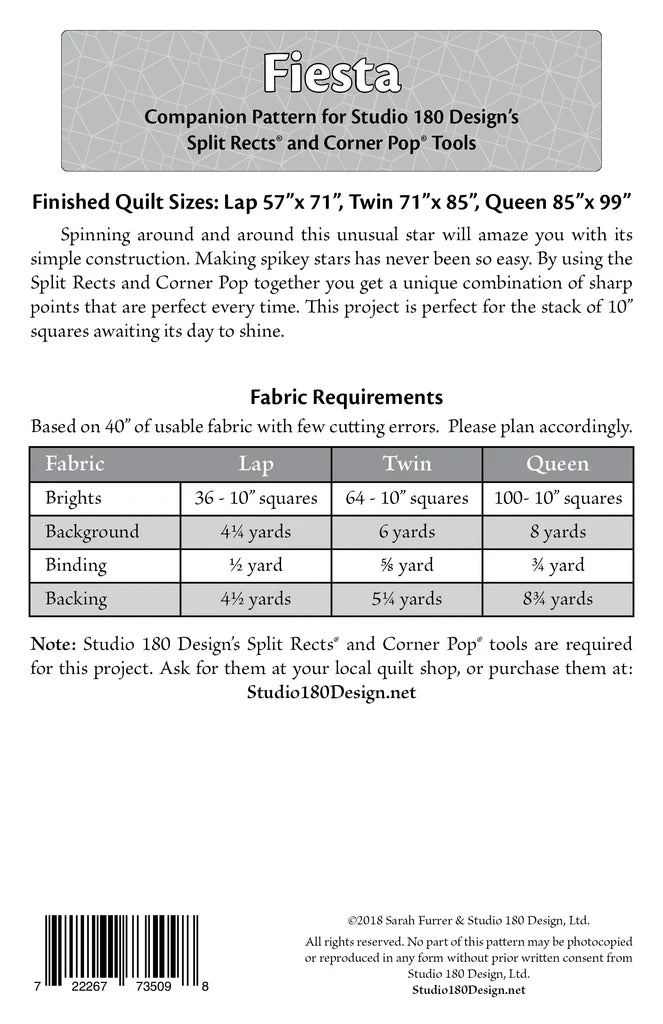 Back of the Fiesta Quilt Pattern by Studio 180 Designs