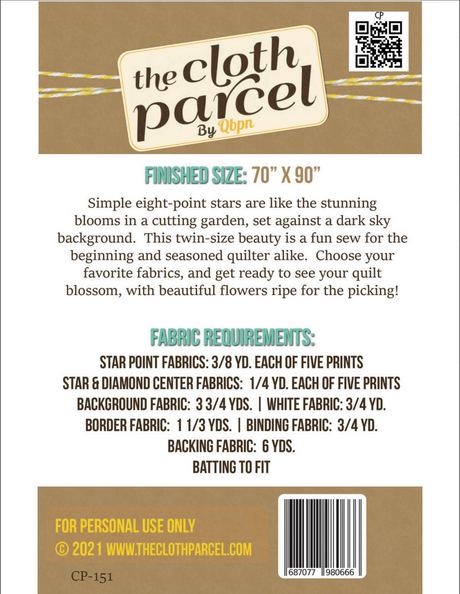 Back of the Moon Blossom Quilt Downloadable Pattern by Cloth Parcel