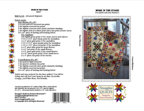 Back of the More in the Stars Quilt Pattern by Snuggles Quilts