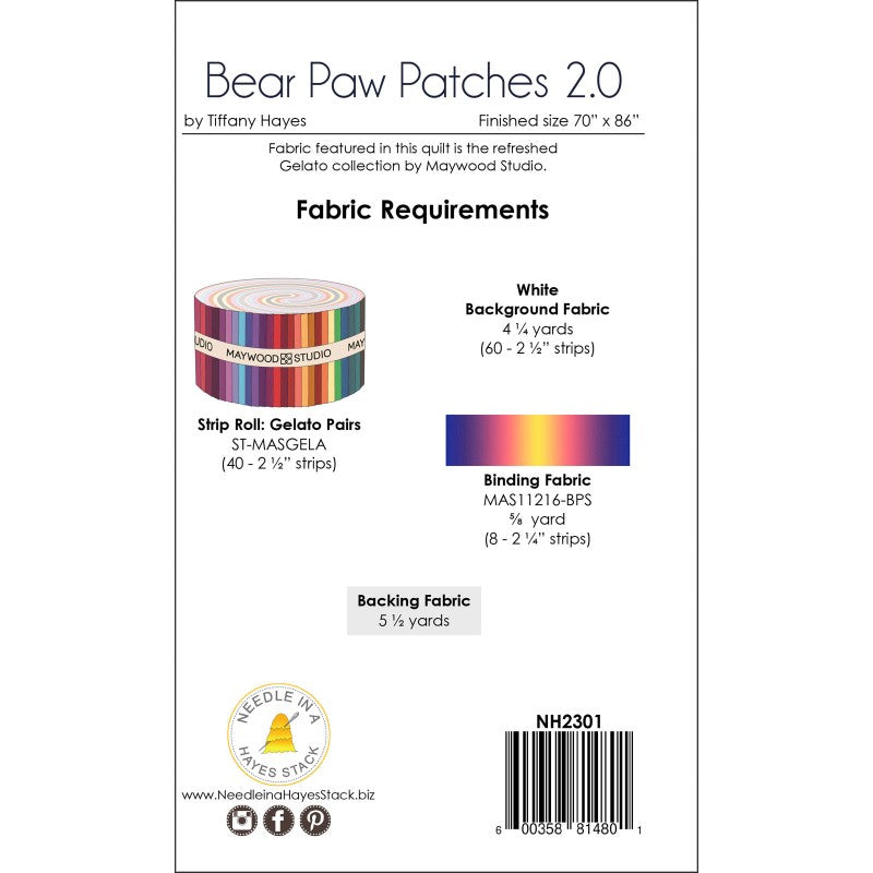 Back of the Bear Paw Patches 2.0 Quilt Pattern by Needle In A Hayes Stack