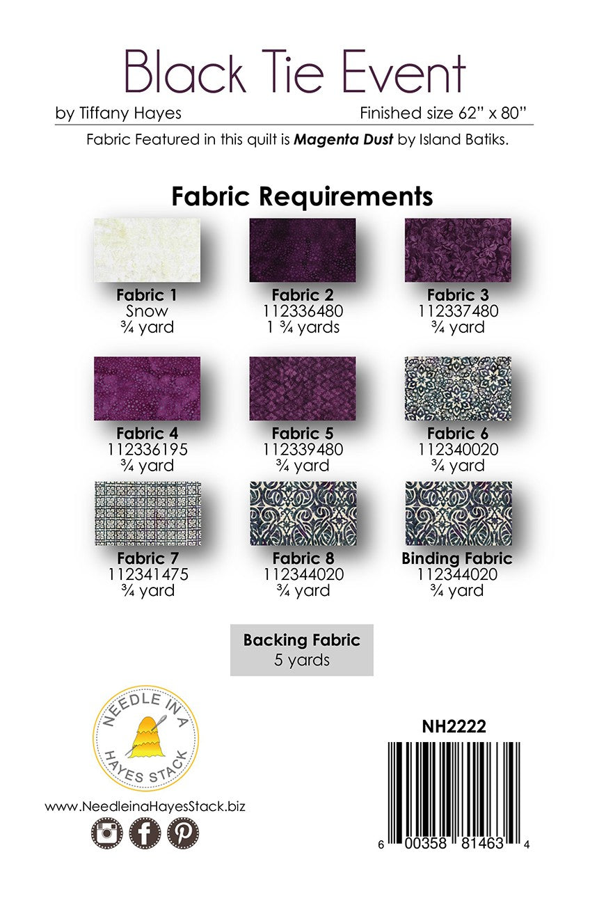 Back of the Black Tie Event Quilt Pattern by Needle In A Hayes Stack