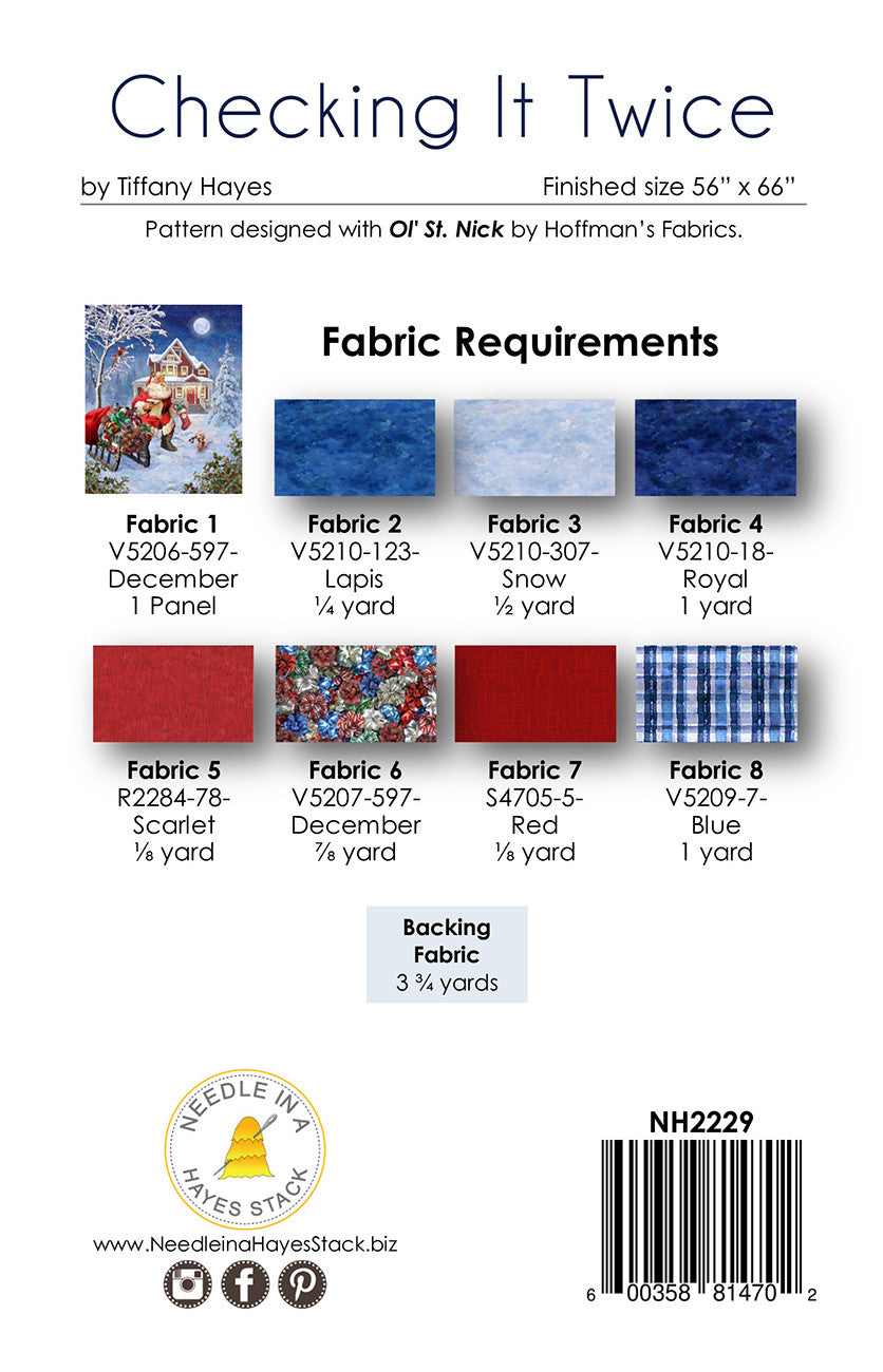 Back of the Checking It Twice Quilt Pattern by Needle In A Hayes Stack