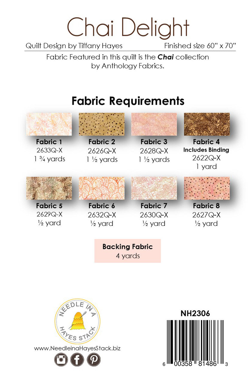 Back of the Chai Delight Quilt Pattern by Needle In A Hayes Stack