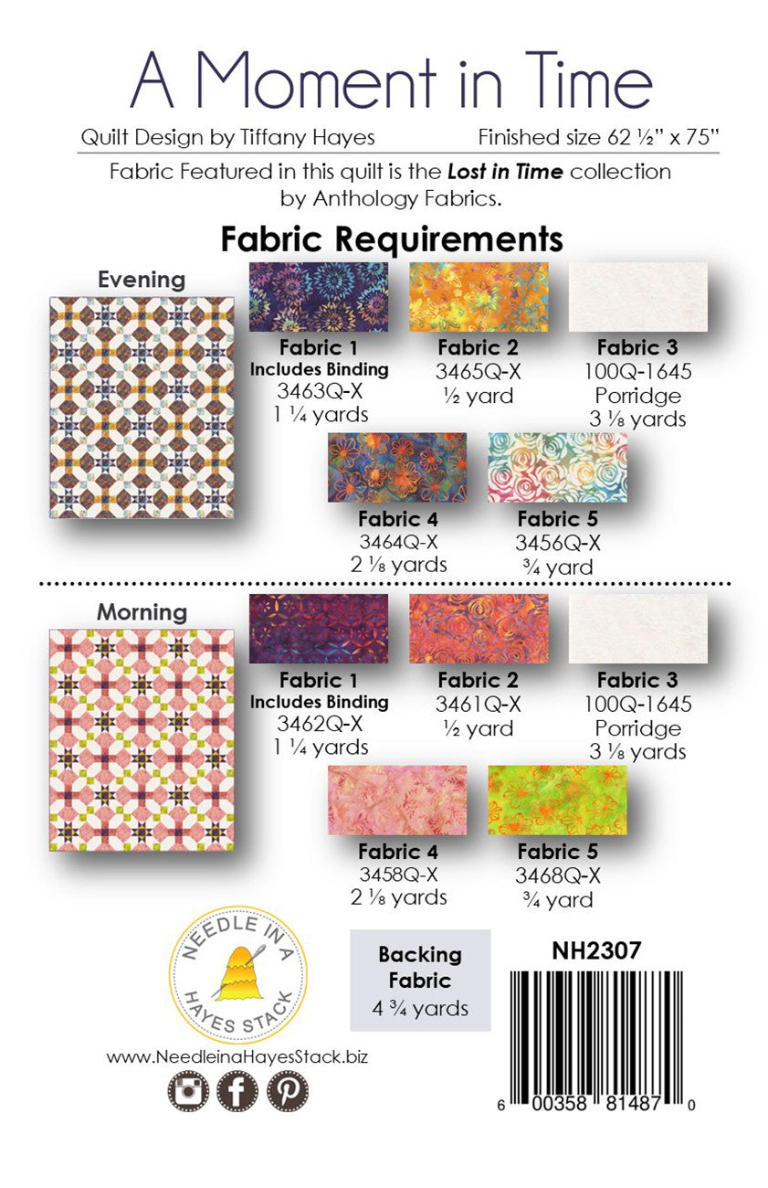 Back of the A Moment in Time Quilt Pattern by Needle In A Hayes Stack