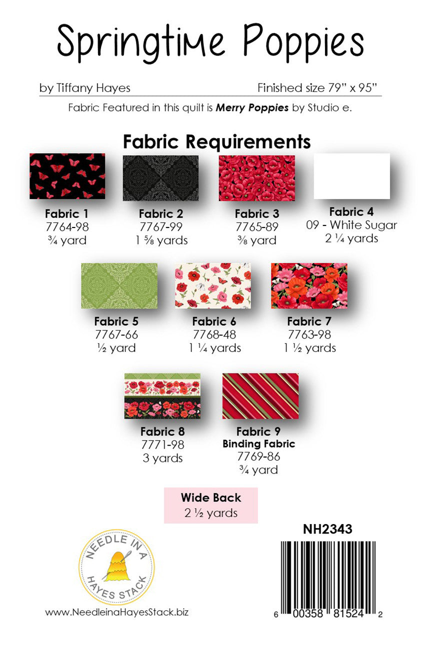 Springtime Poppies Quilt Pattern by Needle In A Hayes Stack