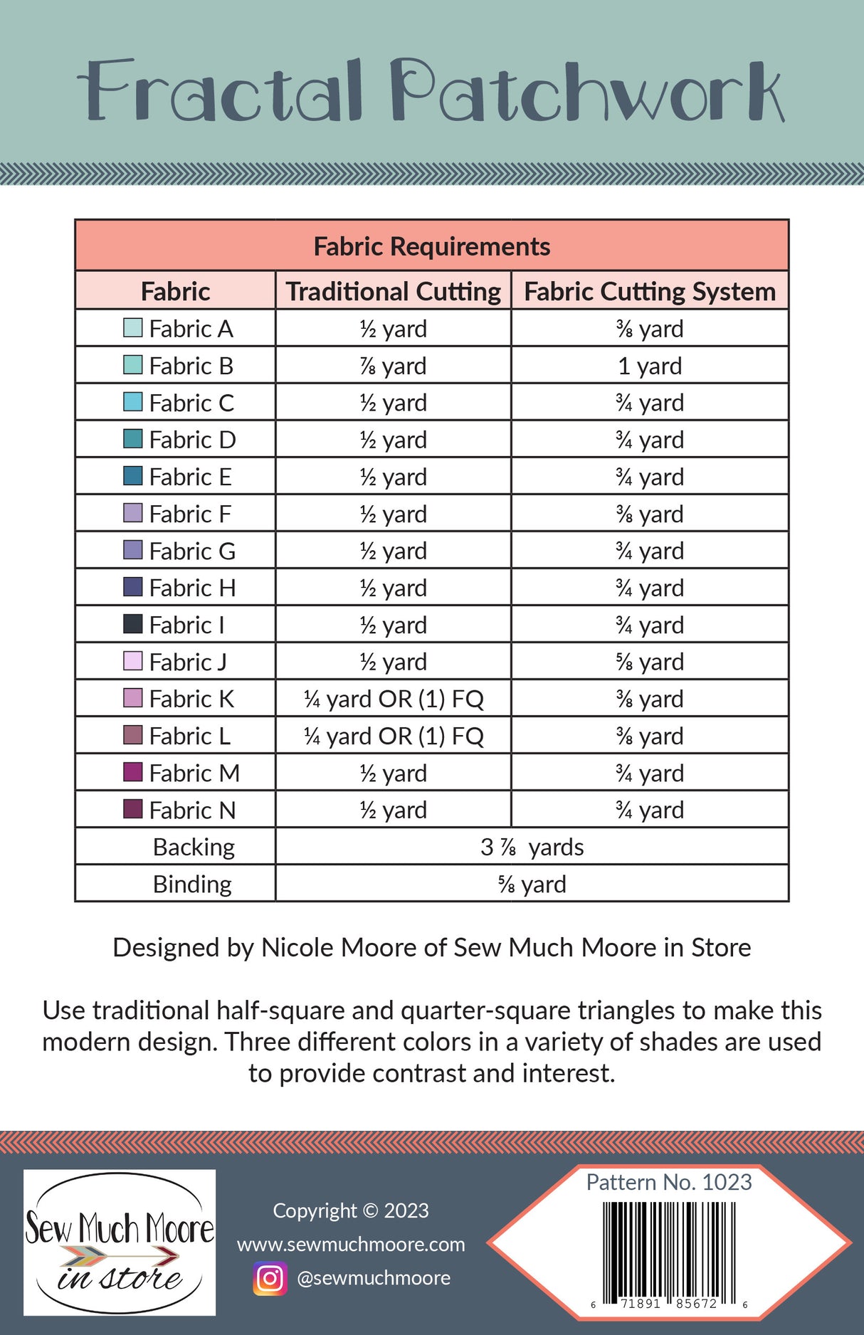 Back of the Fractal Patchwork Quilt Pattern by Sew Much Moore