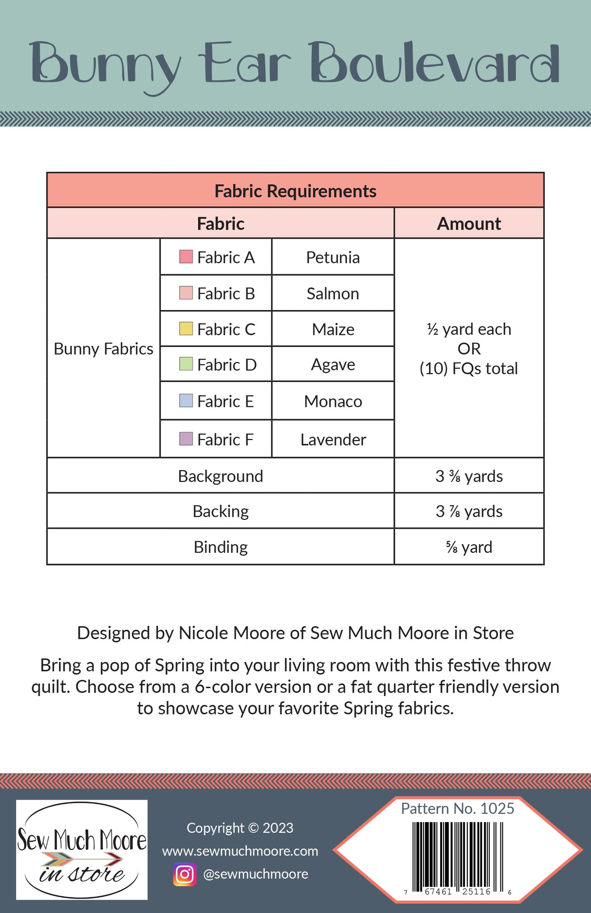 Back of the Bunny Ear Boulevard Quilt Pattern by Sew Much Moore