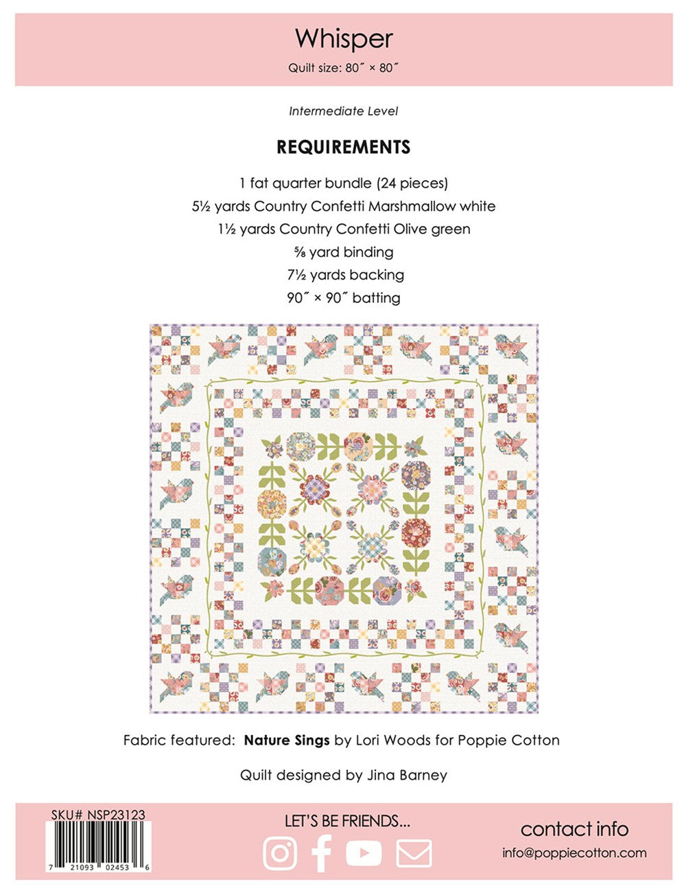 Back of the Whisper Quilt Pattern by Poppie Cotton