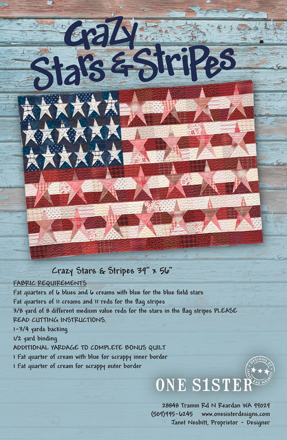 Crazy Stars & Stripes Pattern by One Sister