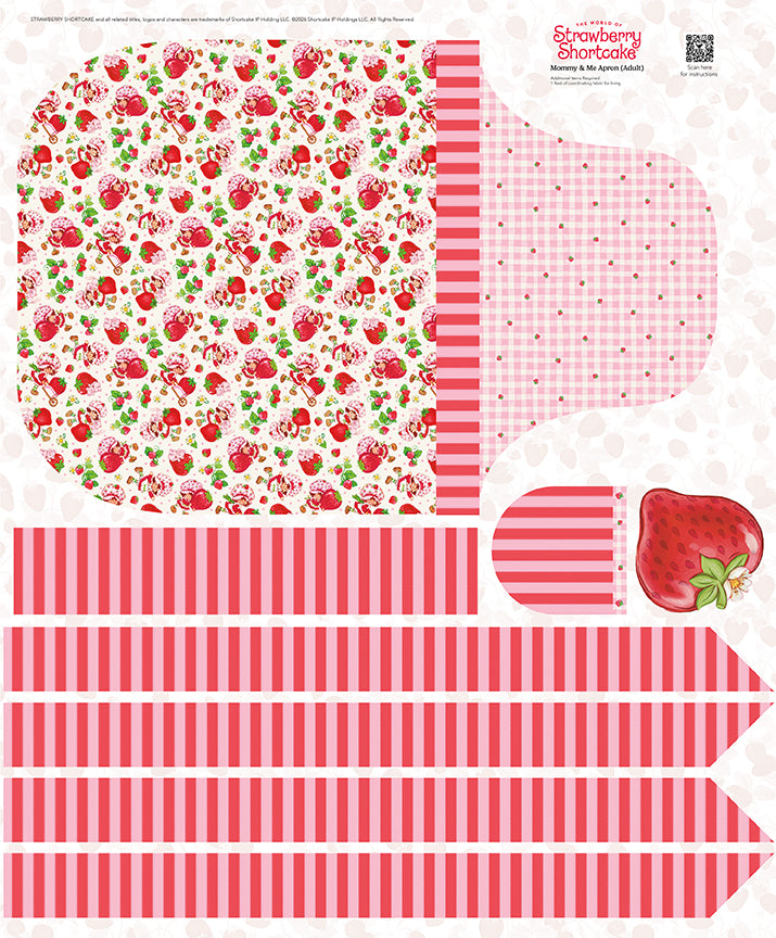 The World of Strawberry Shortcake 35 1/2" x 43 1/2" Adult Apron Panel Quilt Fabric by The World of Strawberry Shortcake™