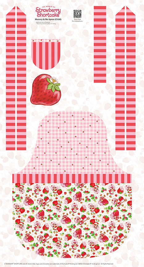 The World of Strawberry Shortcake 23 1/2" x 43 1/2" Child Apron Panel Quilt Fabric by The World of Strawberry Shortcake™