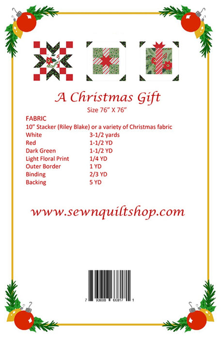 Back of the A Christmas Gift Quilt Pattern by Riley Blake Designs