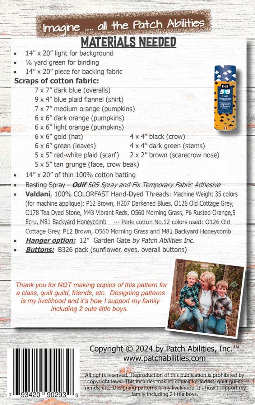 Back of the Not So Scarecrow with buttons by Patch Abilities