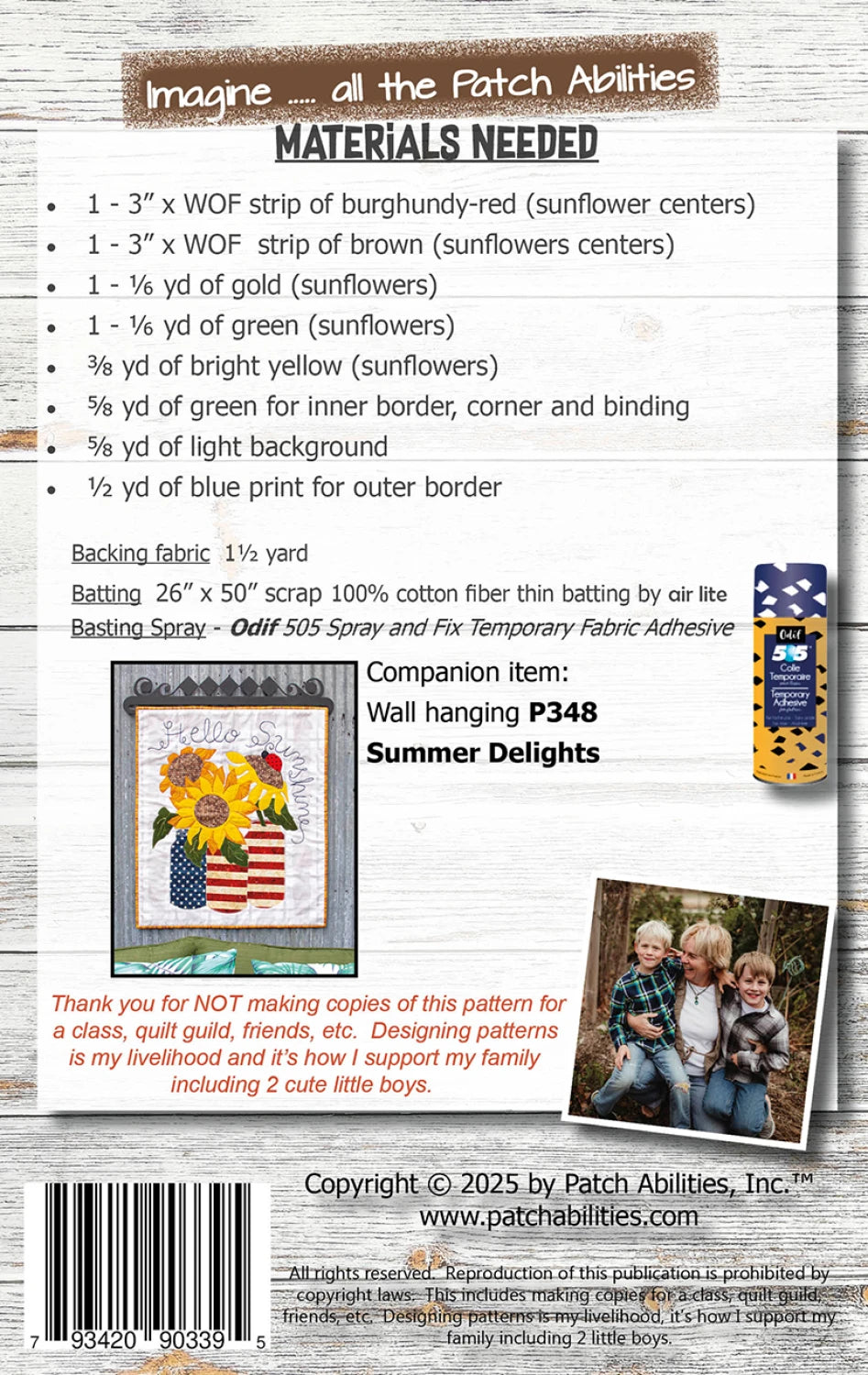 Back of the Summer Sunflowers runner by Patch Abilities - Patterns