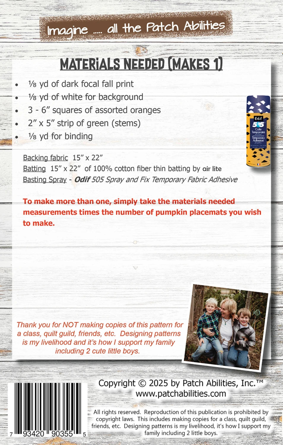 Back of the Pumpkin Place Pattern by Patch Abilities - Patterns