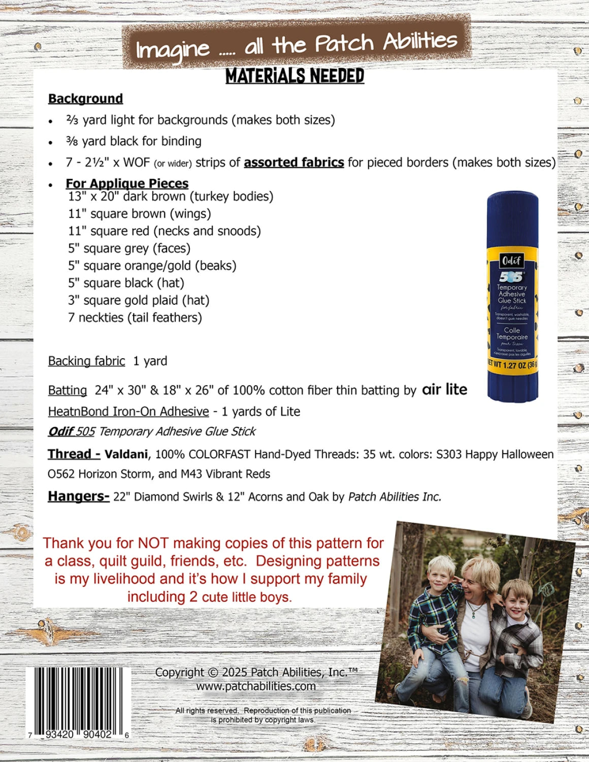 Back of the Turkey Tied Pattern by Patch Abilities - Patterns