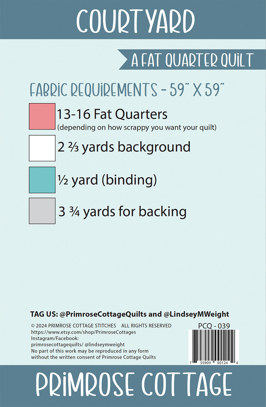 Back of the Courtyard Quilt Pattern by Primrose Cottage