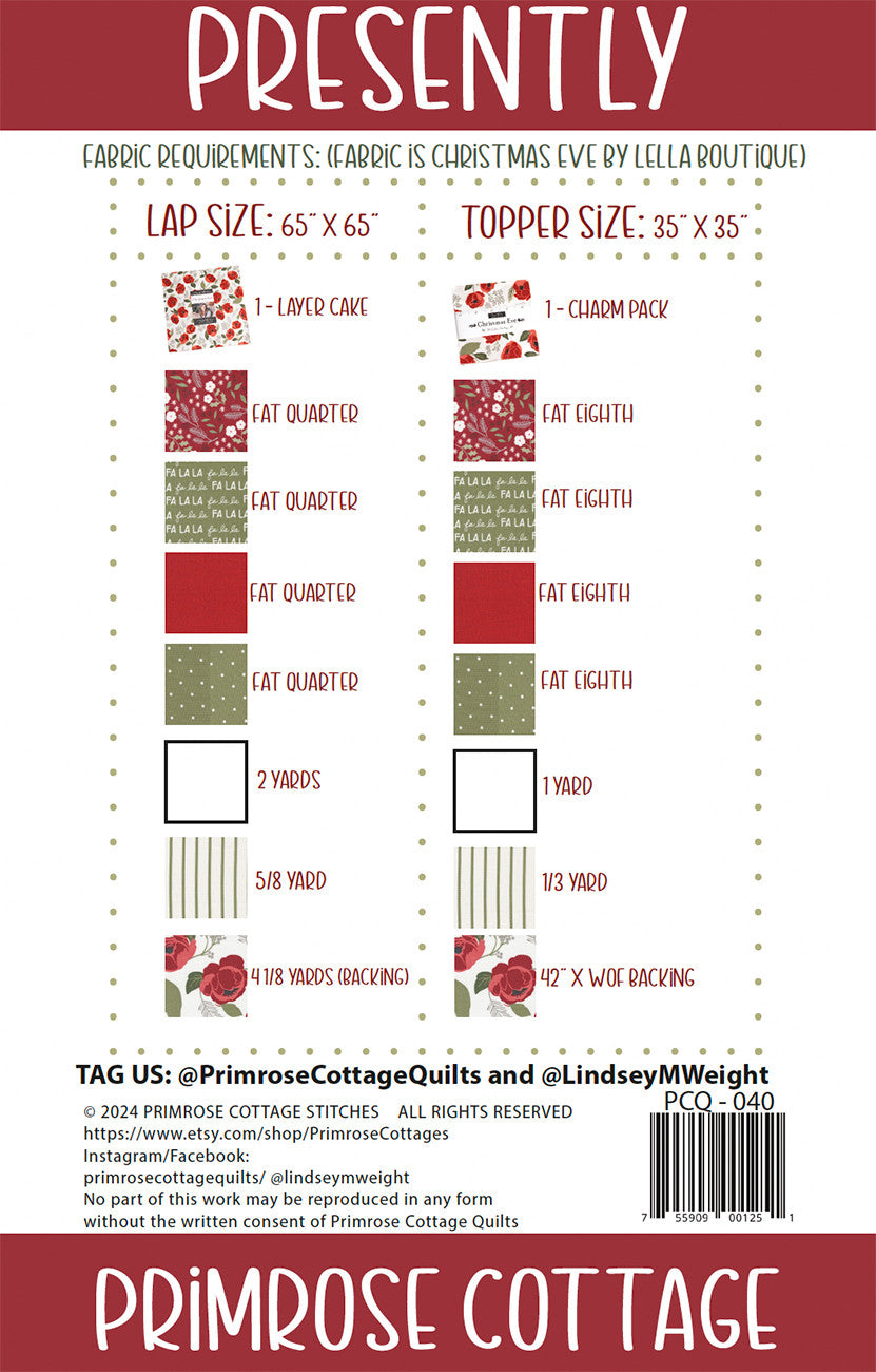 Back of the Presently Quilt Pattern by Primrose Cottage