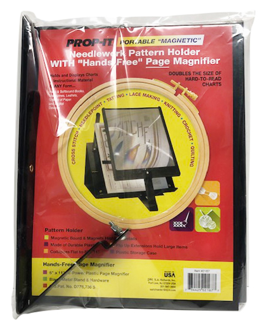 PROP-IT Needlework Pattern Holder with Hands Free Page Magnifier