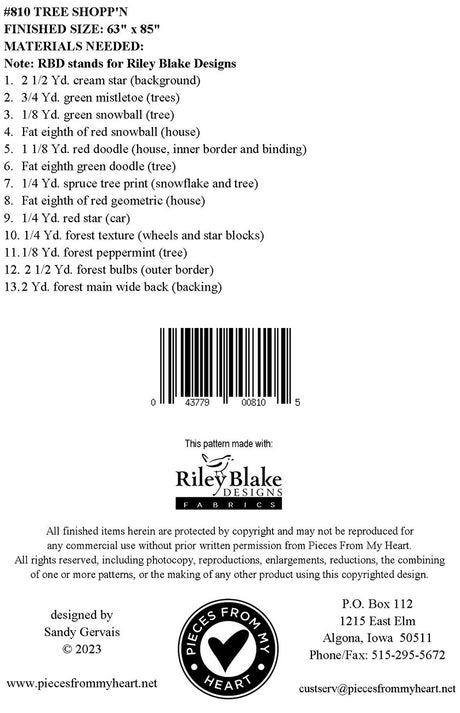 Back of the Tree Shopp'n Quilt Pattern by Pieces From My Heart