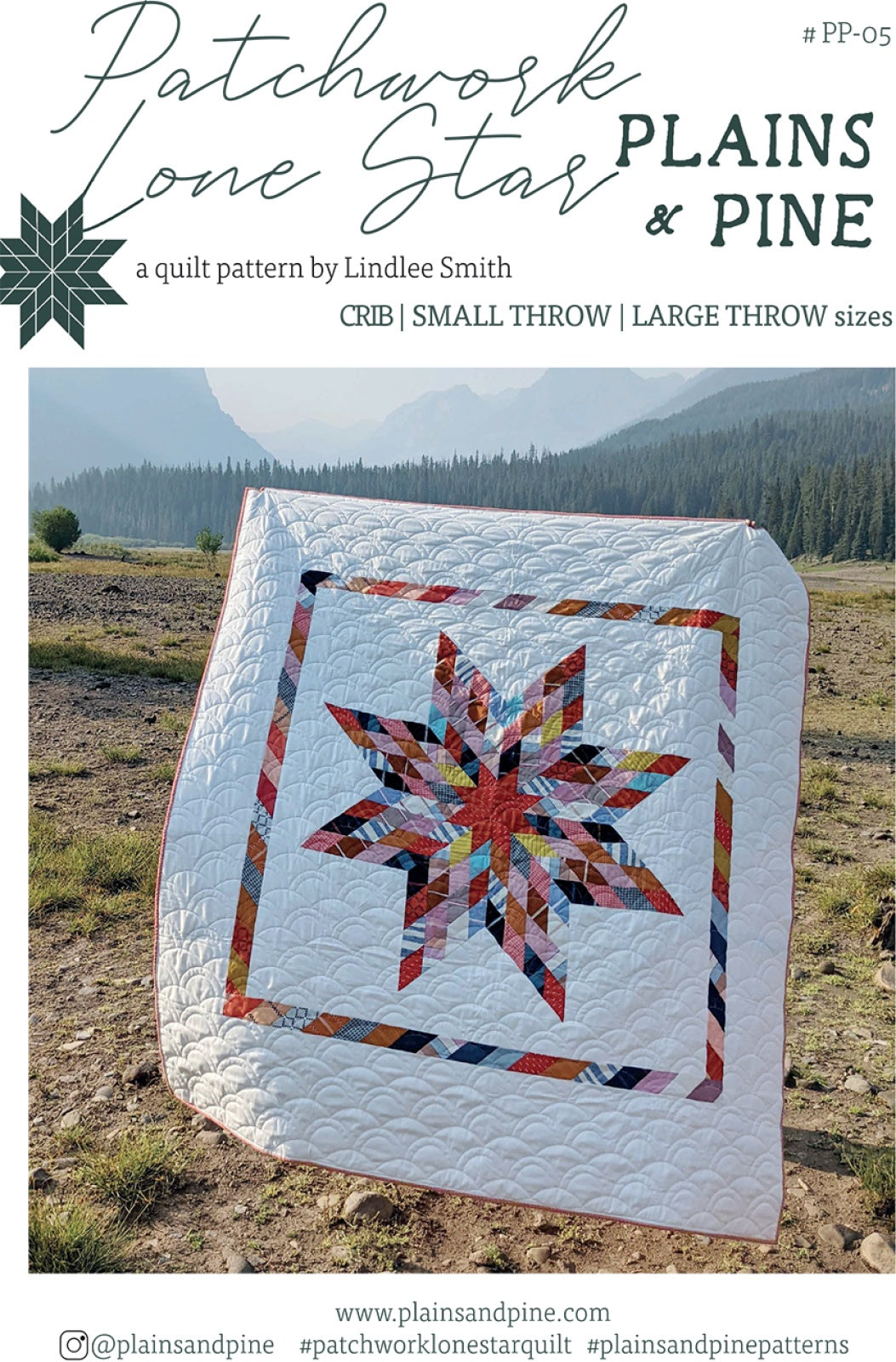 Patchwork Lone Star Quilt Pattern by Plains and Pine