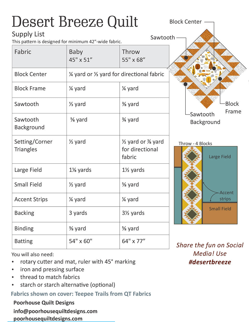 Back of the Desert Breeze Quilt Pattern by Poorhouse Quilt Designs