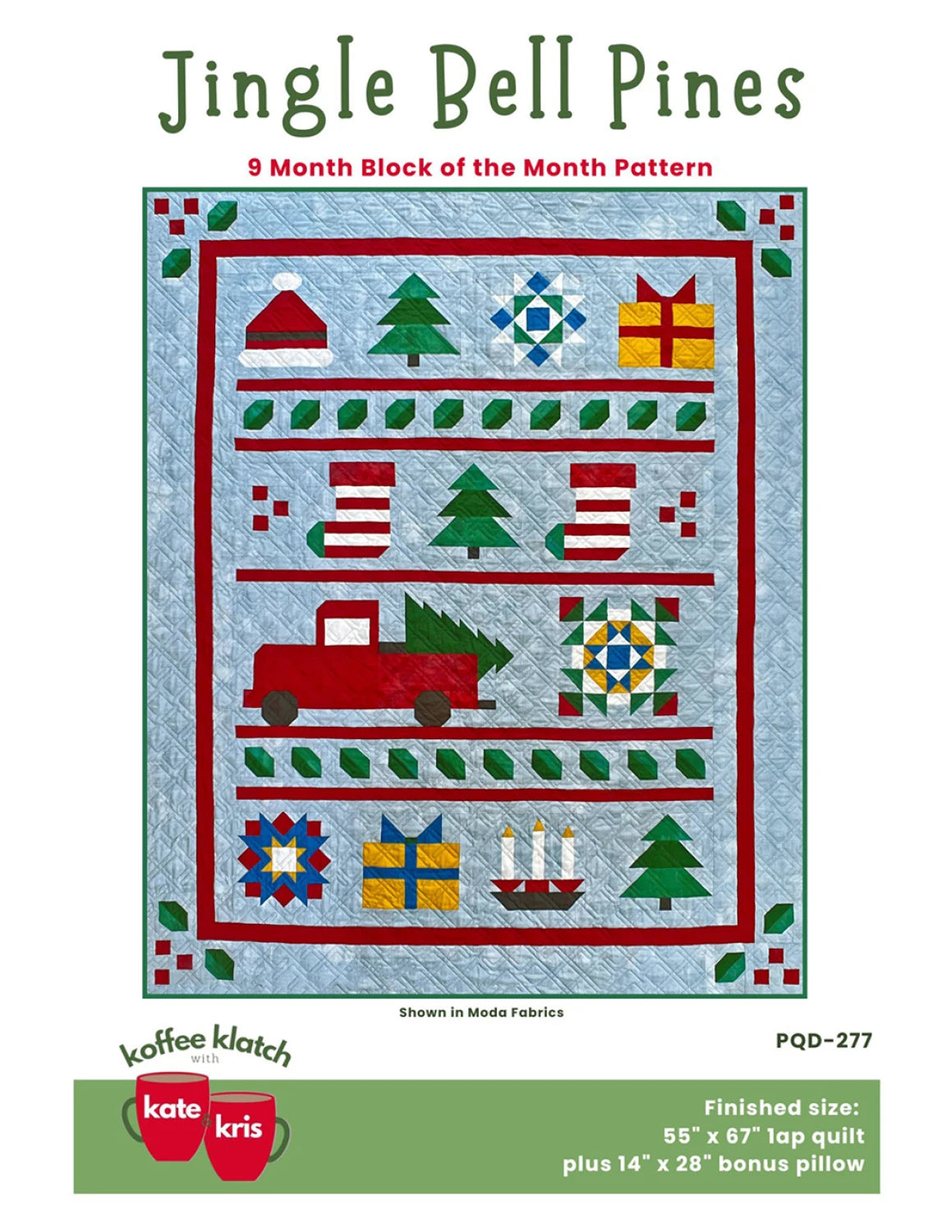 Jingle Bell Pines Block of the Month Quilt Pattern by Poorhouse Quilt Designs