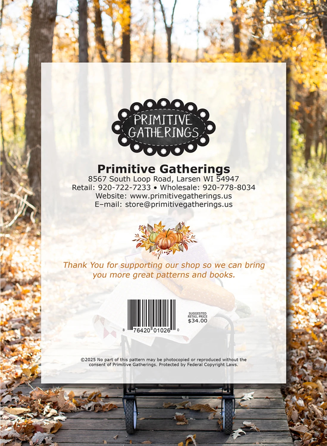 Back of the Pumpkin Spice Gatherings Book by Primitive Gatherings