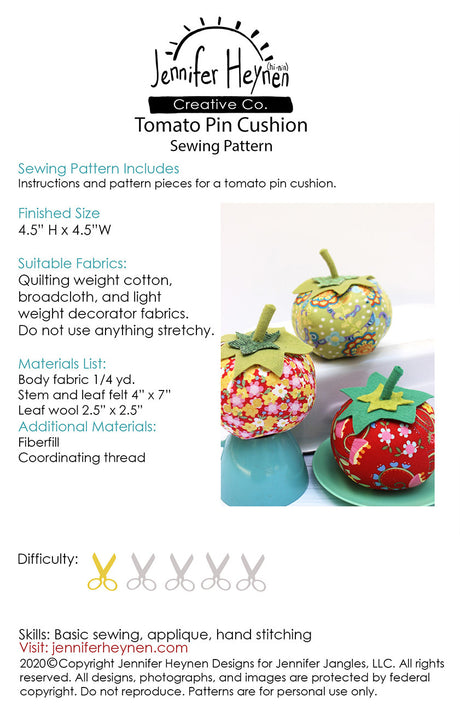 Back of the Tomato Pin Cushion Pattern by Jennifer Heynen Creative Co.