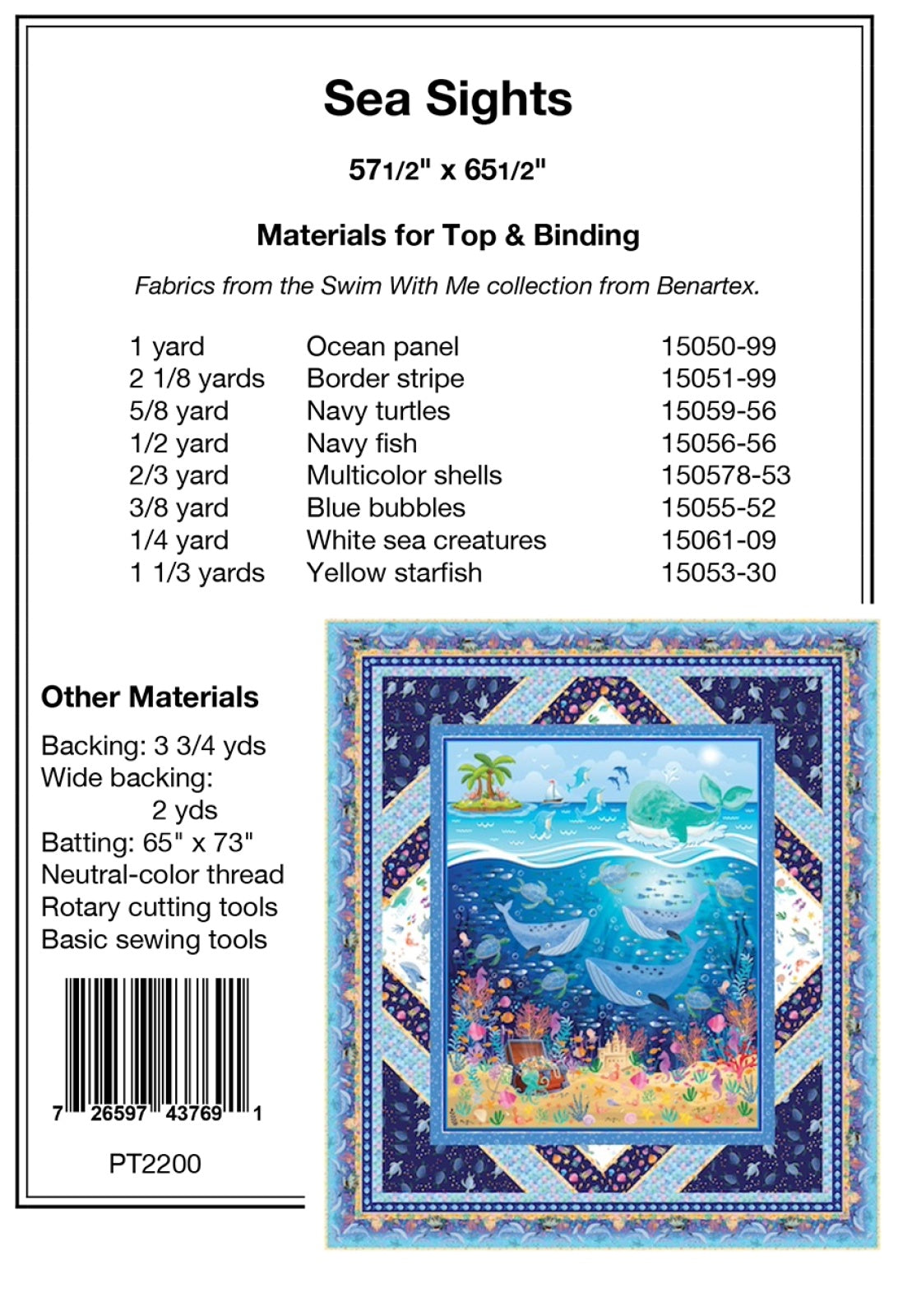 Back of the Sea Sights Quilt Pattern by Pine Tree Country Quilts