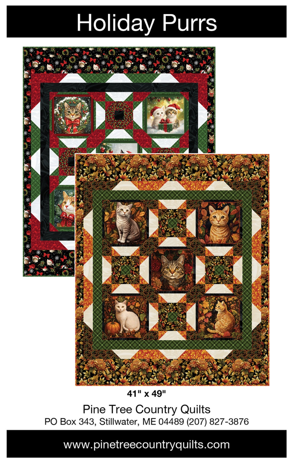 Holiday Purrs Quilt Pattern by Pine Tree Country Quilts