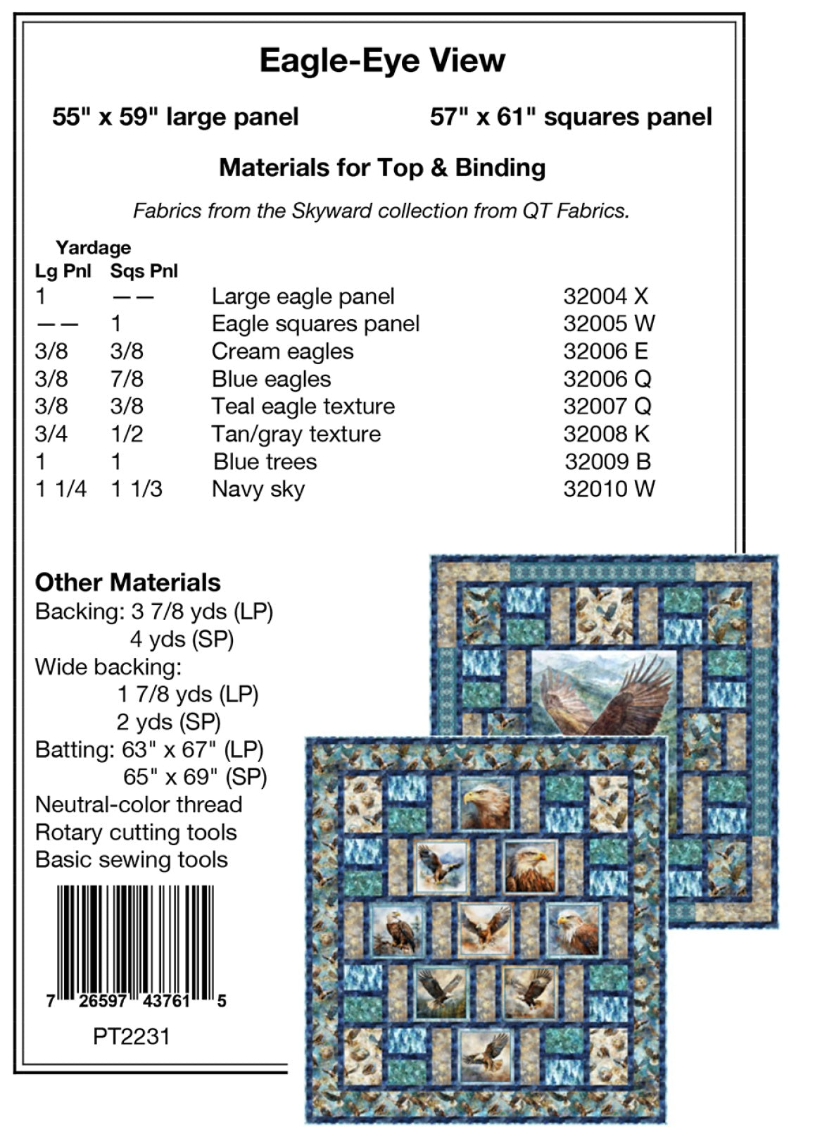 Back of the Eagle-Eye View Quilt Pattern by Pine Tree Country Quilts