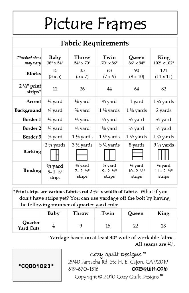 Back of the Picture Frames Downloadable Pattern by Cozy Quilt Designs