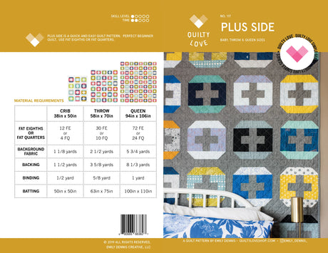Back of the Plus Side Quilt Pattern by Quilty Love