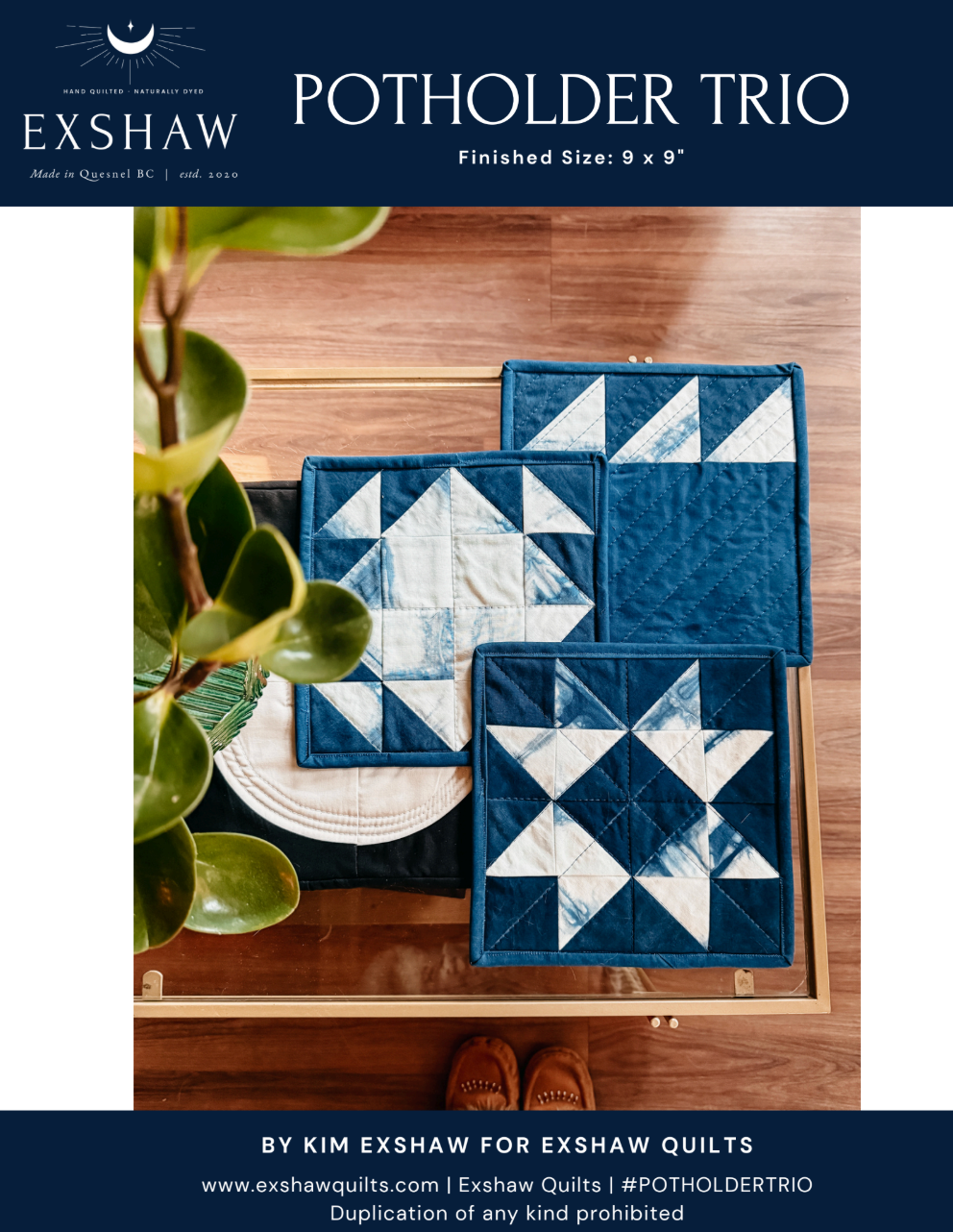 Potholder Trio Downloadable Pattern by Exshaw Quilts