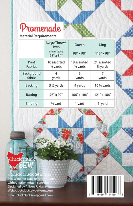 Back of the Promenade Quilt Pattern by Cluck Cluck Sew